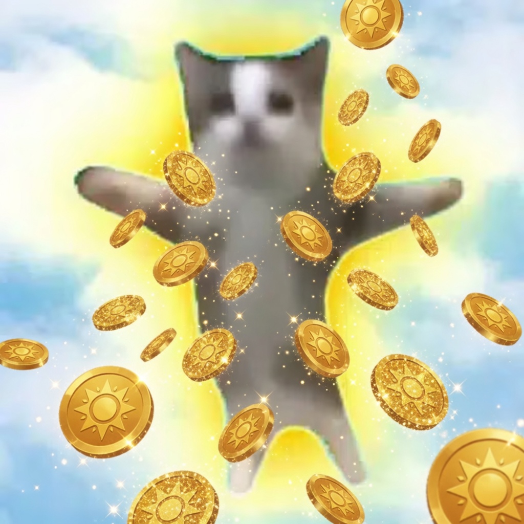 Happy Cat catching SOL coins